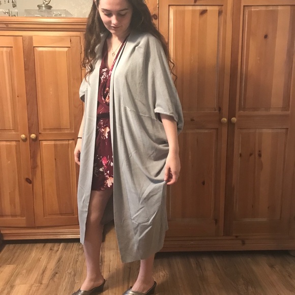 Oversized Long French Grey Cardigan Sweater - Picture 3 of 7